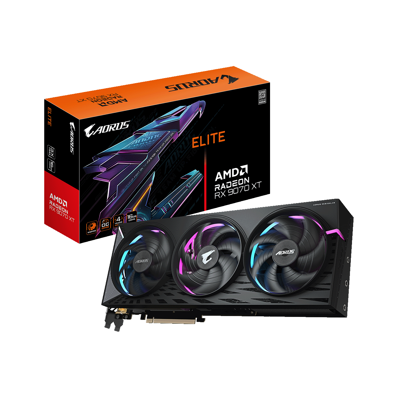 GIGABYTE AORUS ELITE AMD Radeon RX9070XT GDDR6 16GBメモリ搭載