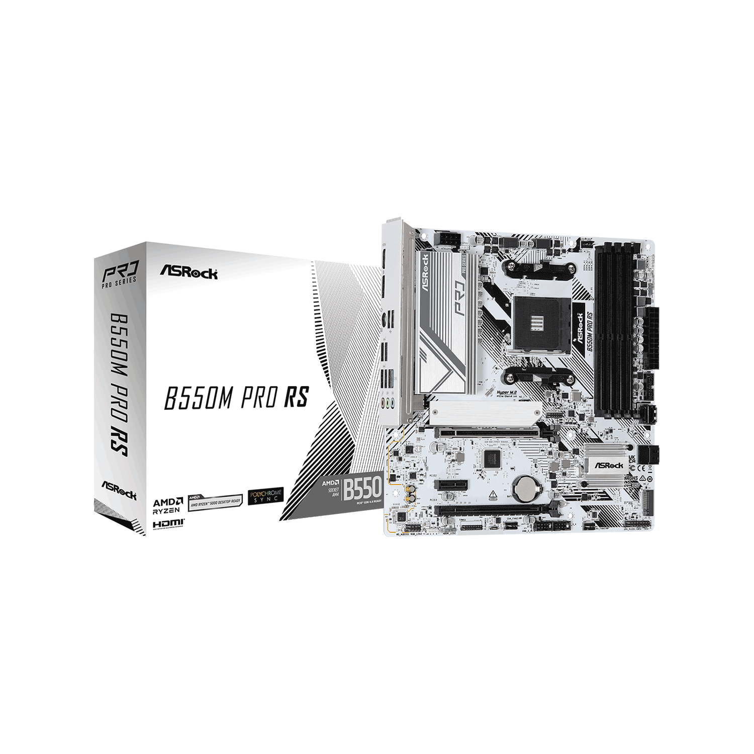 ASRock(アスロック) ソケット AM4 AMD B550 MicroATX ホワイトカラーリング マザーボード B550M Pro RS