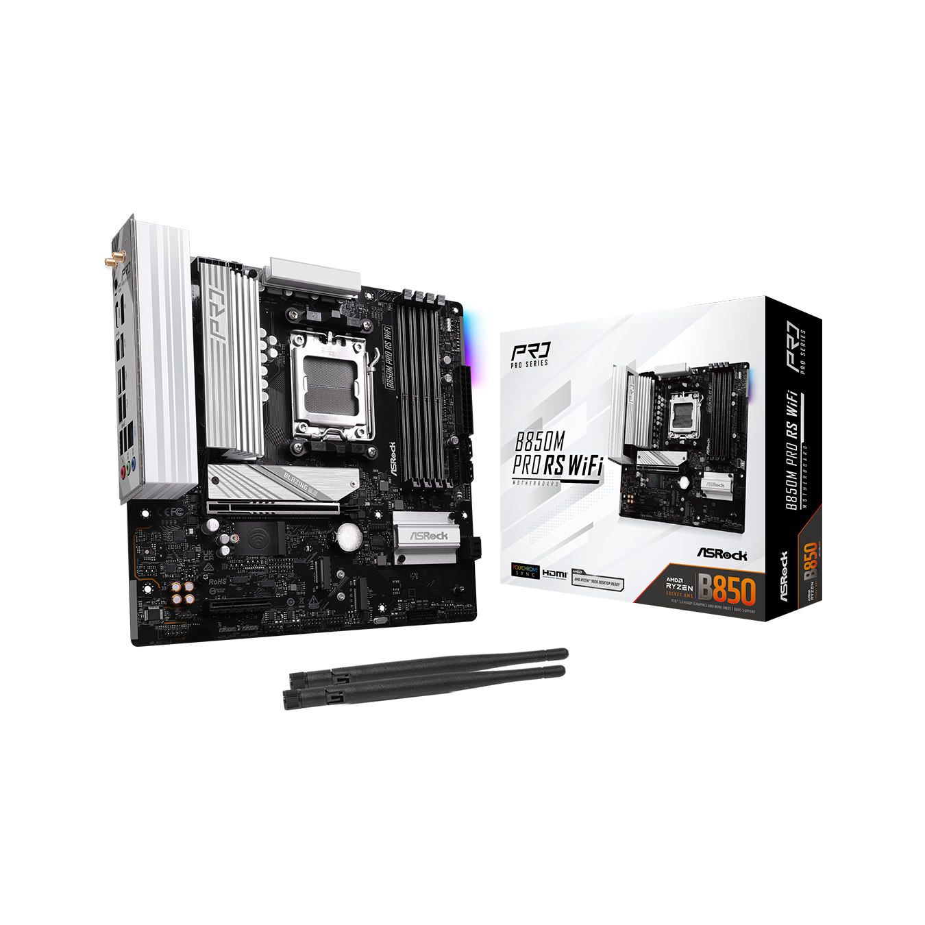 ASRock(アスロック) Socket AM5 AMD B850 MicroATX WiFi+Bluetoothモジュール付属 マザーボード B850M Pro RS WiFi